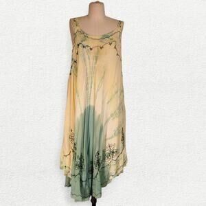 Style in Fashion Tie Dye Tank Dress in Green Yellow